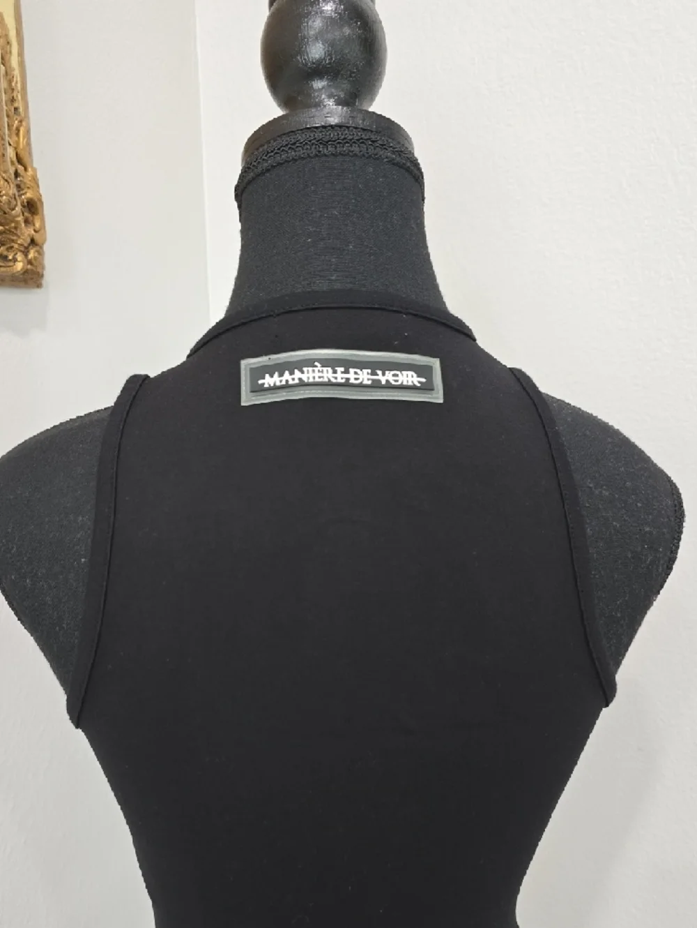 Manière De Voir (MDV) Black Reflective Piped Racer Crop Top UK 8 (US 4) - Picture 10 of 13